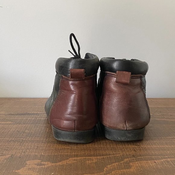 Vintage DANEXX  Black w/ Forest Green  stripe Lace-up Ankle Boots - Picture 3 of 6